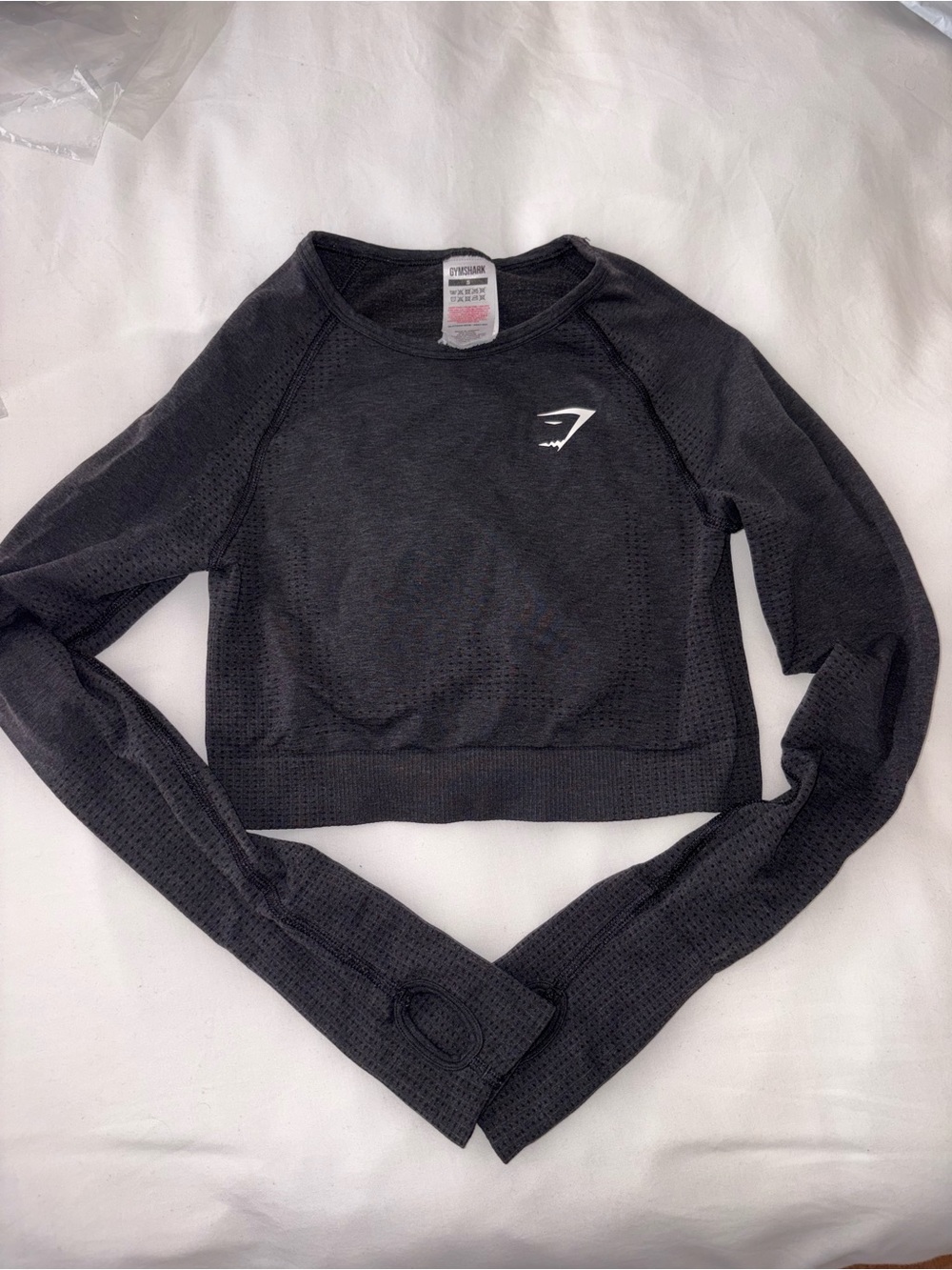 Gymshark Black Long-Sleeve Cropped Seamless Workout Top